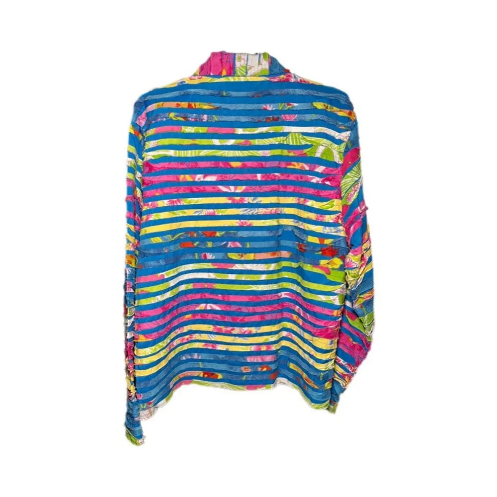 Keren Hart Vintage Rainbow Light Buttoned Multicolor Cotton Jacket Women’s Large - Picture 2 of 9